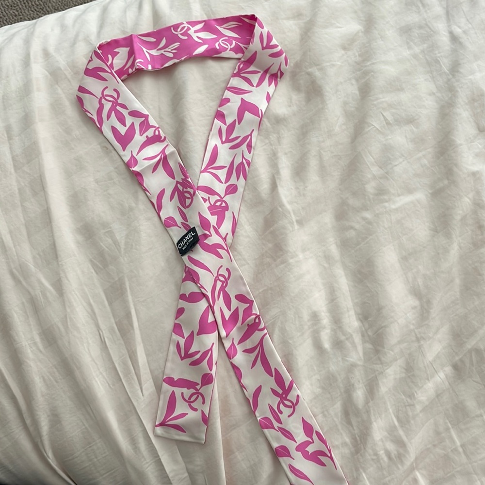 Pink chanel twilly